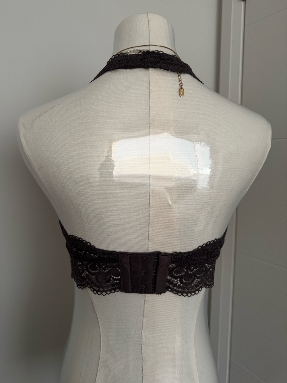 Aerie Light Grey Violet Lace Halter Bralette